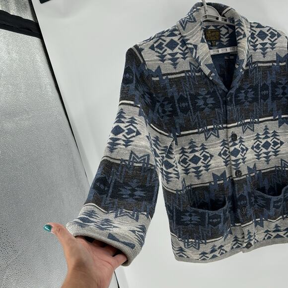 Ombre Shawl Cardigan Sweater grandpa native indigenous western size XL - Picture 4 of 9